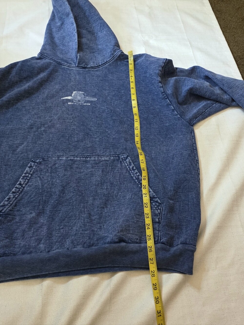 She Is Gracie Lou Blue Acid Wash Hoodie Size XL Heavy Duty Oversized Western - Picture 4 of 8